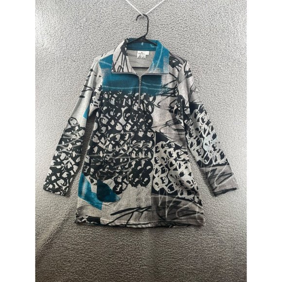 Parsley And Sage Finley Quarter Zip  Pocket Pull Over Sweatshirt Teal Size Small - Picture 1 of 7